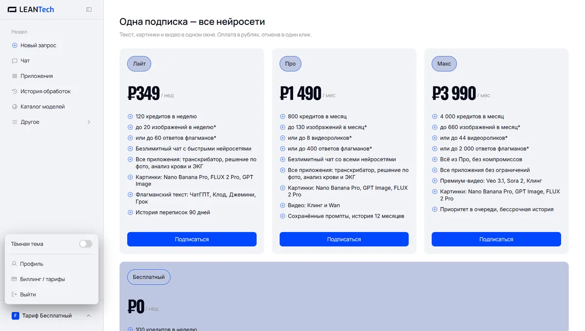 Тарифы и цены на Kapwing в рублях без VPN